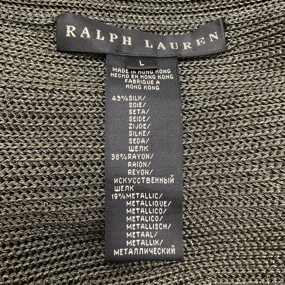 RALPH LAUREN BLACK LABEL OLIVE GREEN METALLIC KNIT SWEATER - Picture 4 of 4